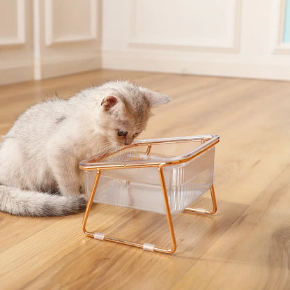 Tigela Dupla Transparente para Cães e Gatos