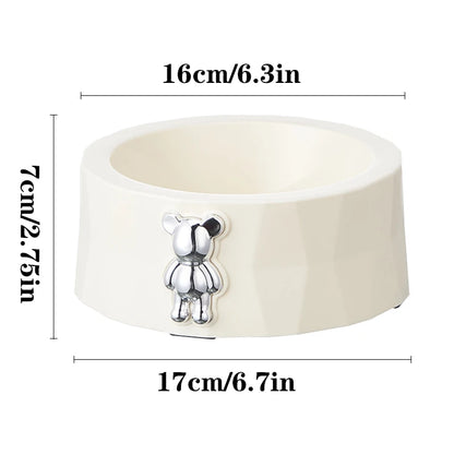 Tigela Antiderrapante de Aço Inox para Pets - Design Urso de Diamante, Ideal para Cães e Gatos