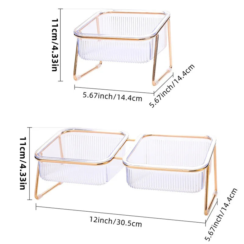 Tigela Dupla Transparente para Cães e Gatos