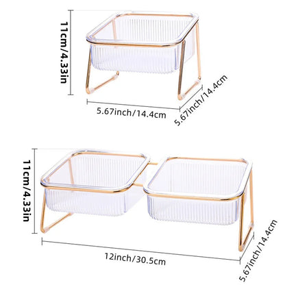 Tigela Dupla Transparente para Cães e Gatos