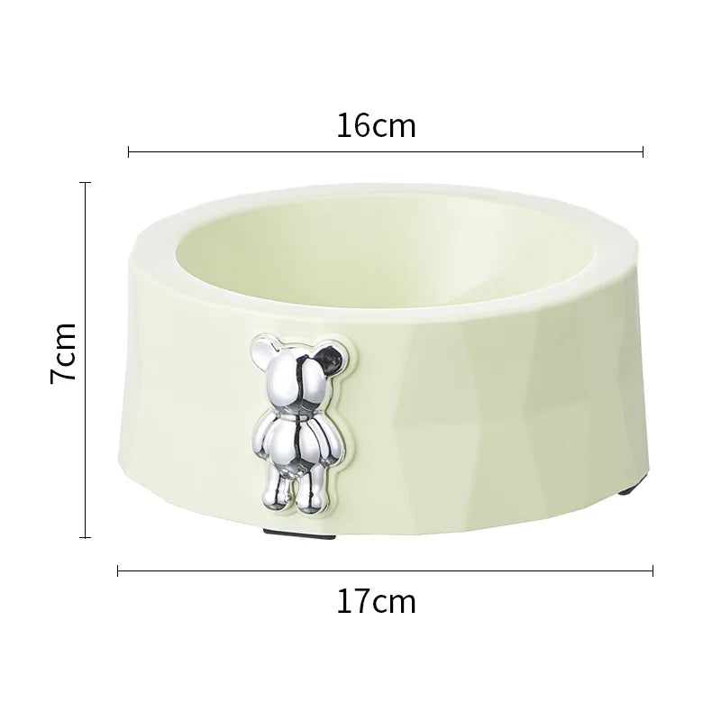 Tigela Antiderrapante de Aço Inox para Pets - Design Urso de Diamante, Ideal para Cães e Gatos