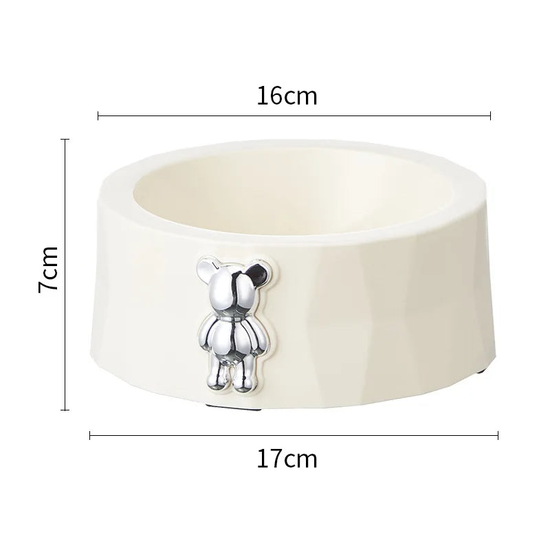 Tigela Antiderrapante de Aço Inox para Pets - Design Urso de Diamante, Ideal para Cães e Gatos