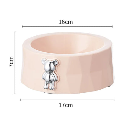 Tigela Antiderrapante de Aço Inox para Pets - Design Urso de Diamante, Ideal para Cães e Gatos